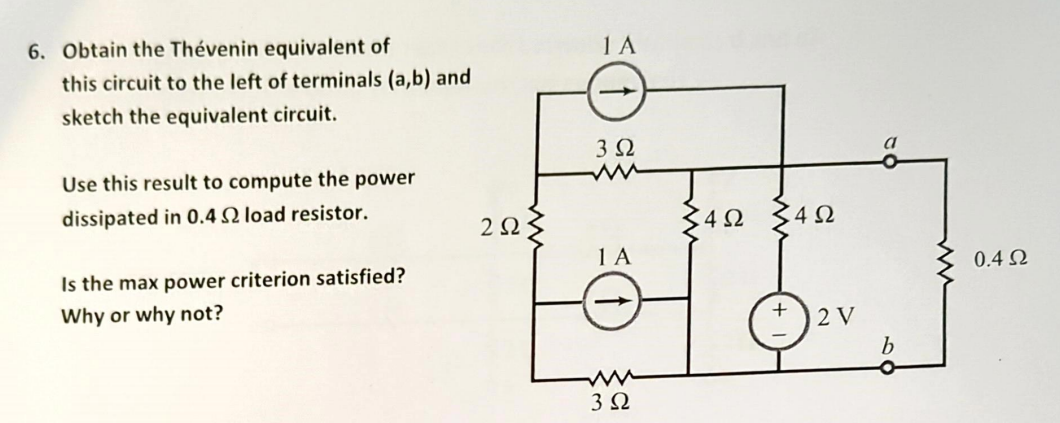 Solved 6. Obtain the Thévenin equivalent of this circuit to | Chegg.com