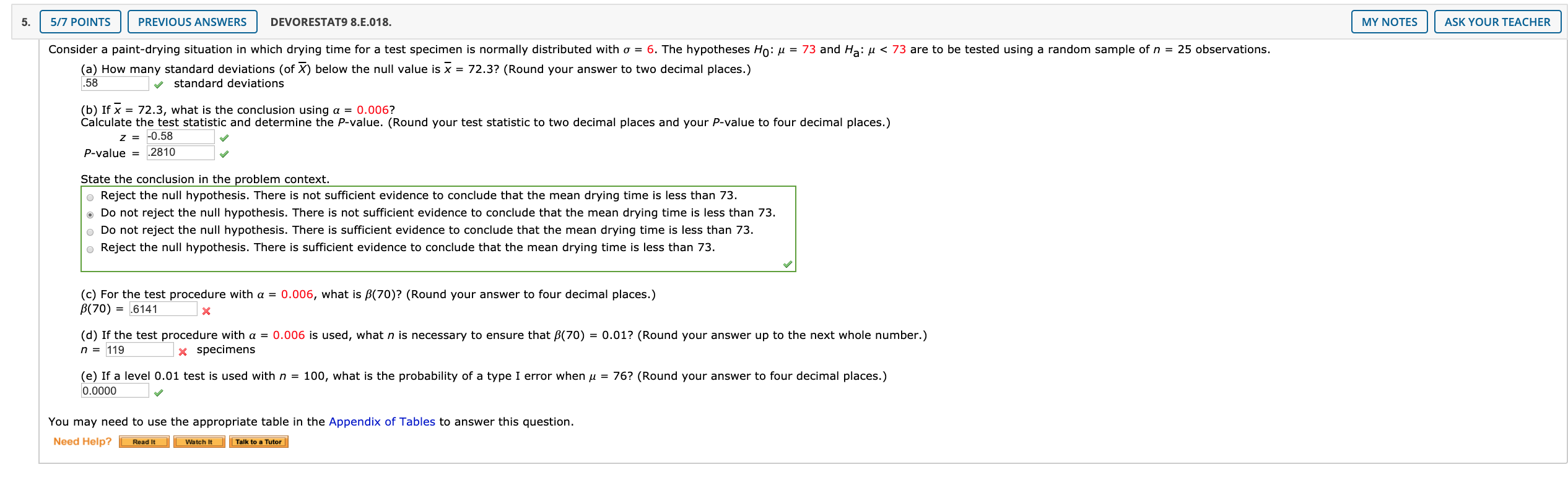 Solved C For The Test Procedure With A 0 006 What Is Chegg Com