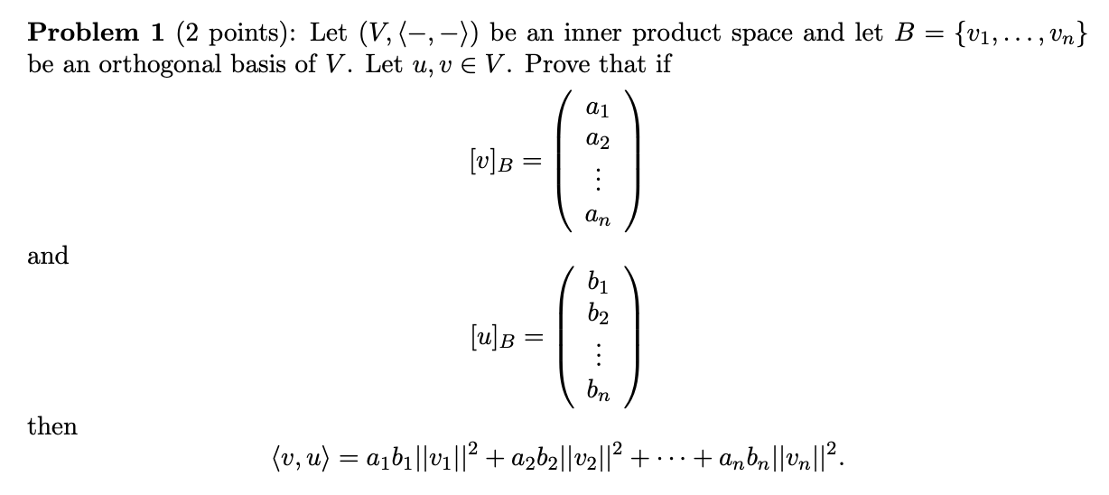 Solved Problem 1 2 Points Let V −− Be An Inner 4459