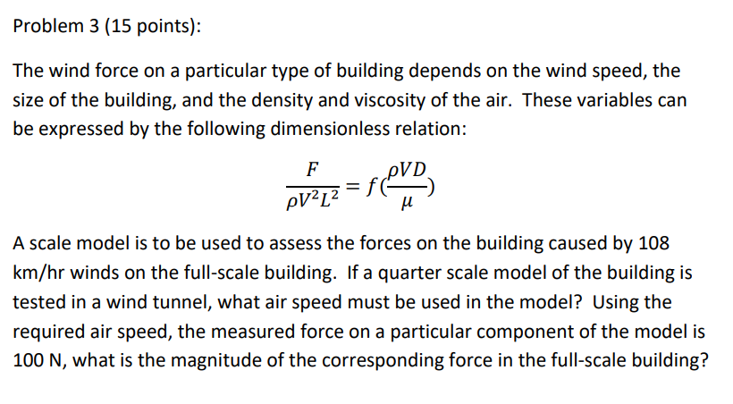 Solved Problem 3 (15 points): The wind force on a particular | Chegg.com