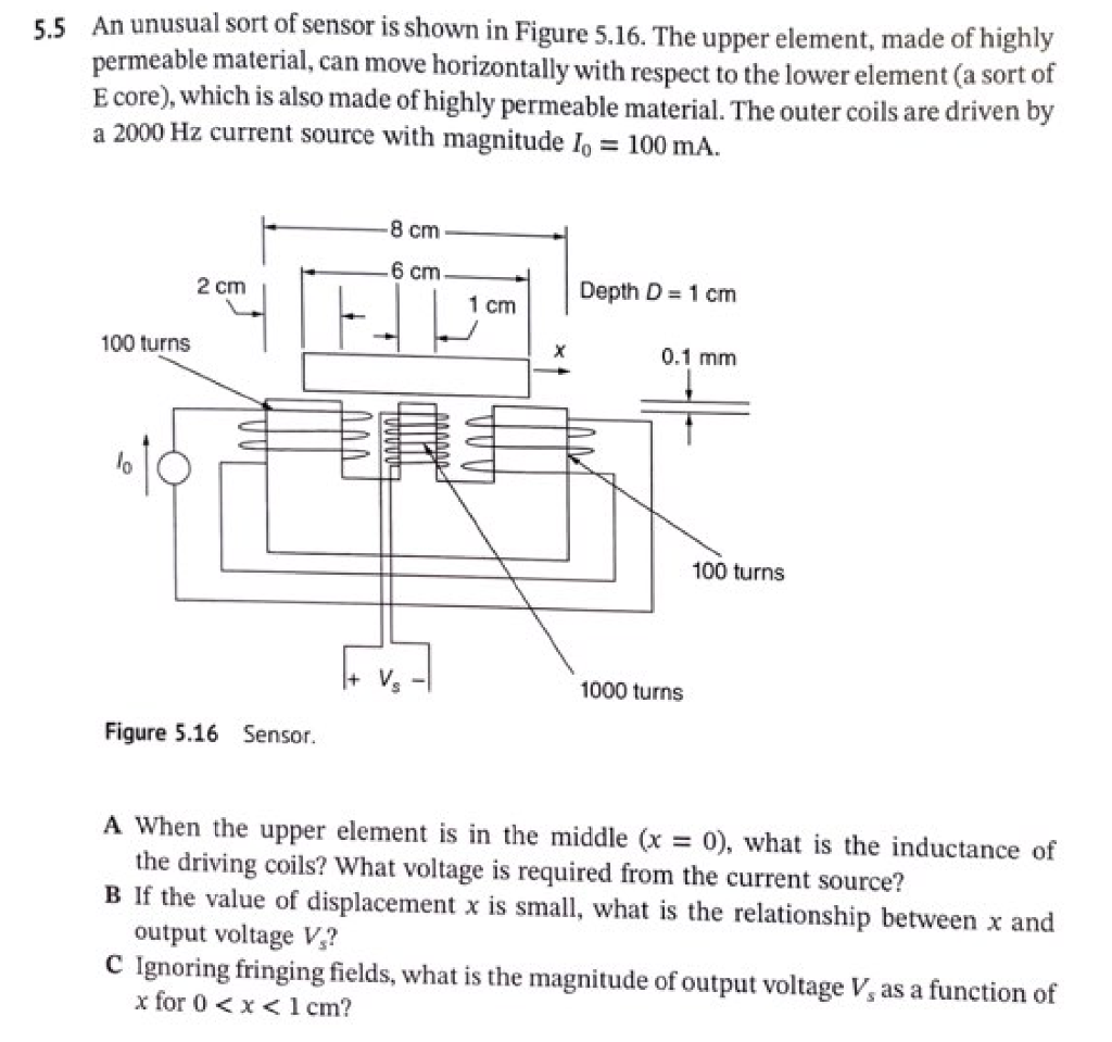 [Solved]: 5.5 An unusual sort of sensor is shown in Figure