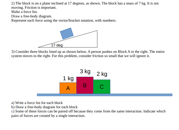 Solved Consider three blocks lined up as shown below. A | Chegg.com