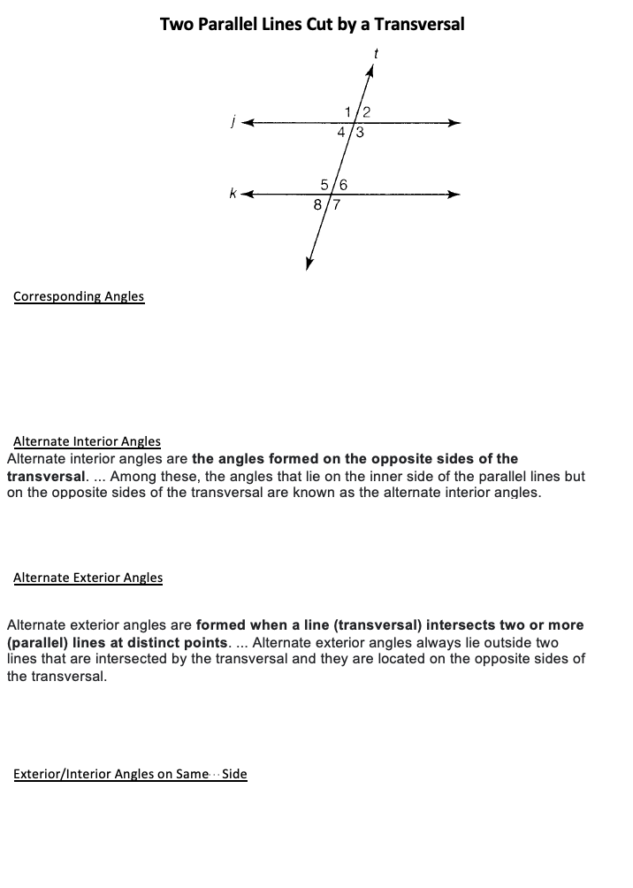 Solved Two Parallel Lines Cut by a Transversal t 1/2 4/3 5/6