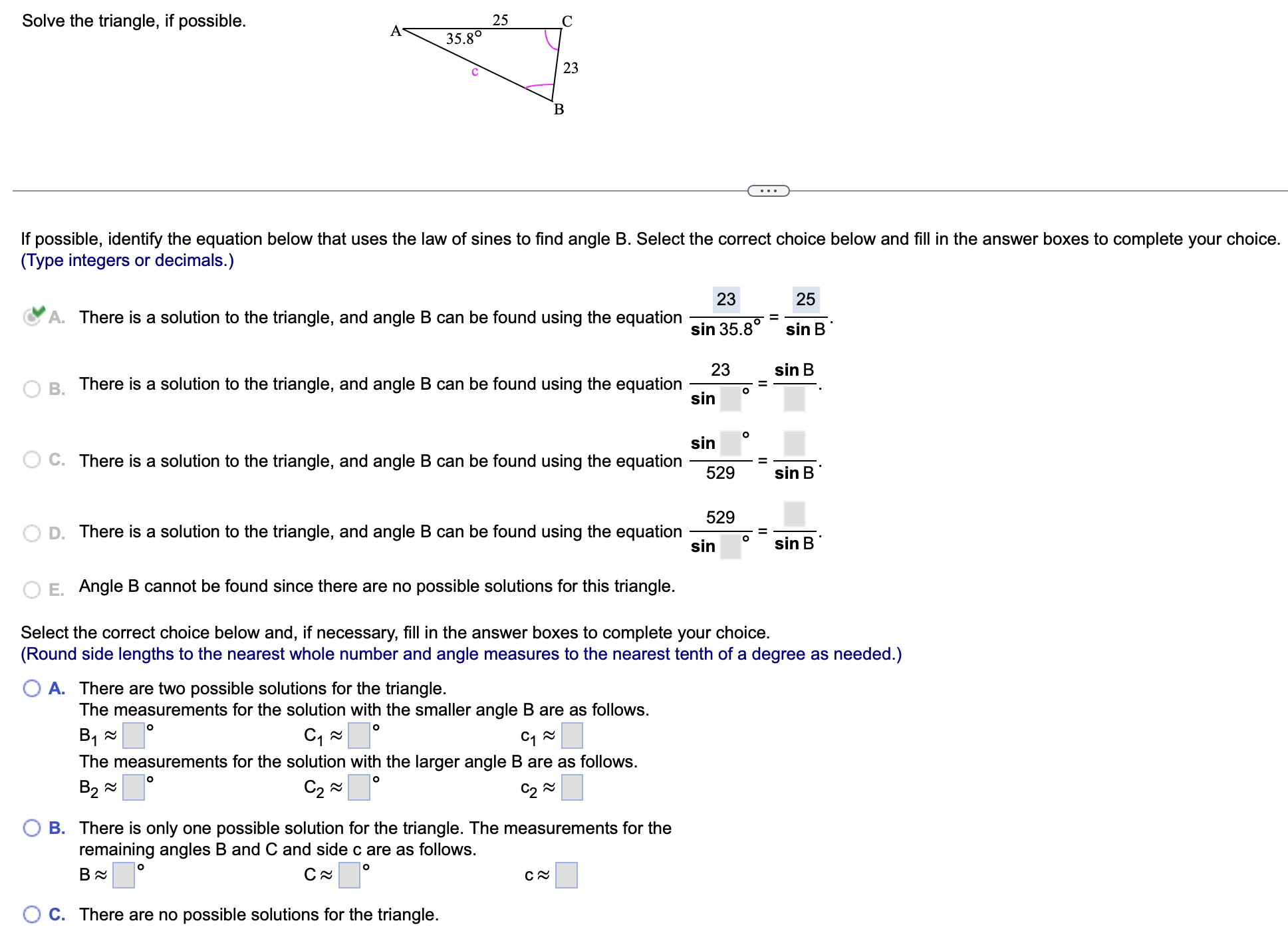 Solved Solve The Triangle, If Possible.If Possible, Identify | Chegg.com