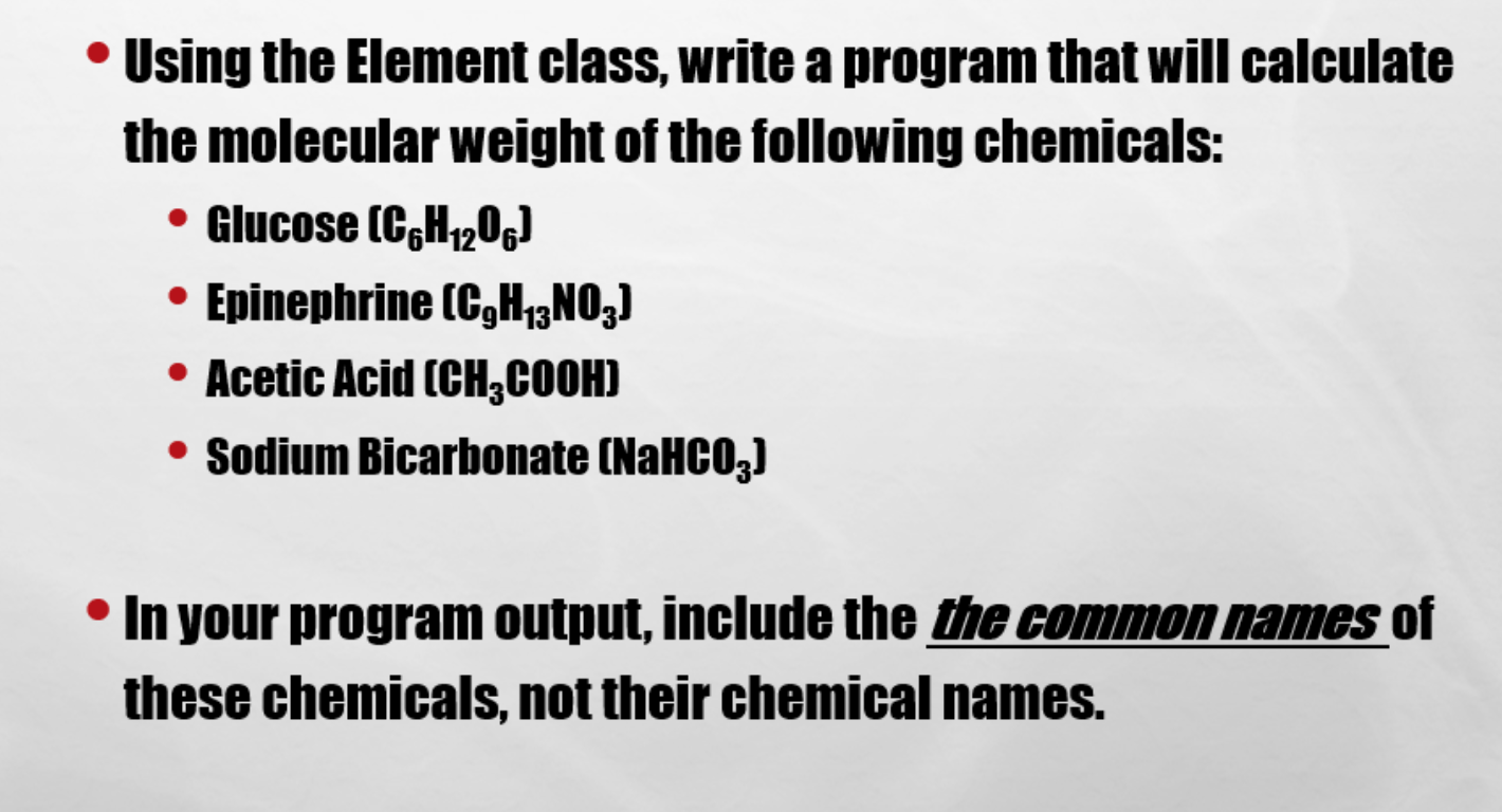 JAVA PROGRAMMING. I've included the elements class | Chegg.com