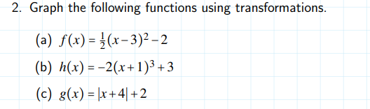 Solved 2. Graph the following functions using | Chegg.com