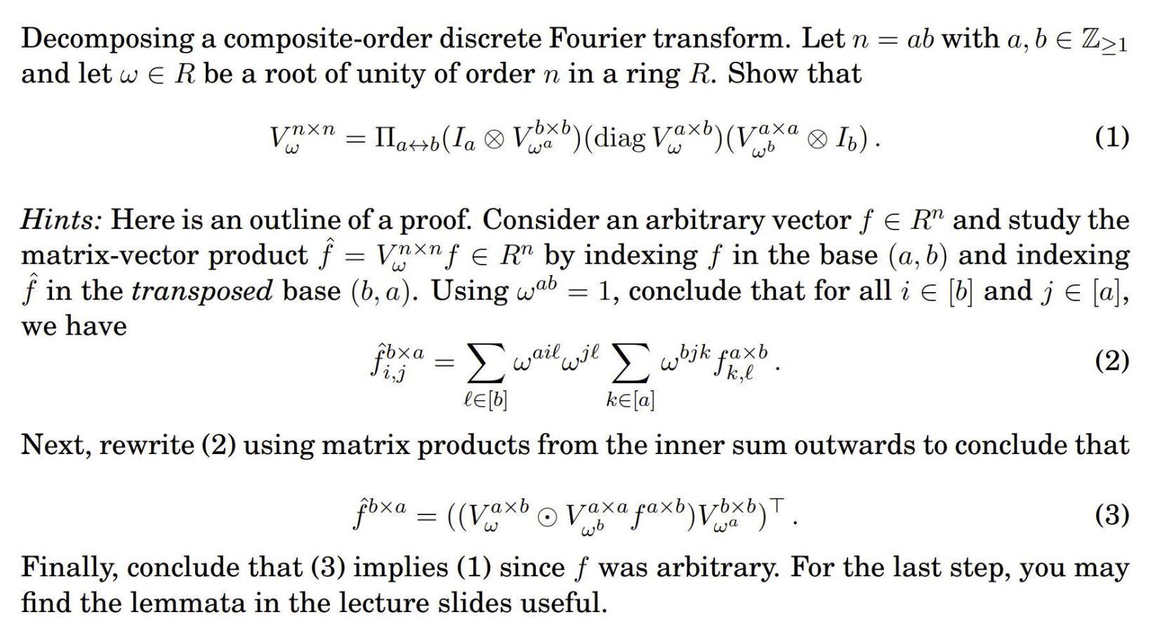 Solved Decomposing A Composite-order Discrete Fourier | Chegg.com