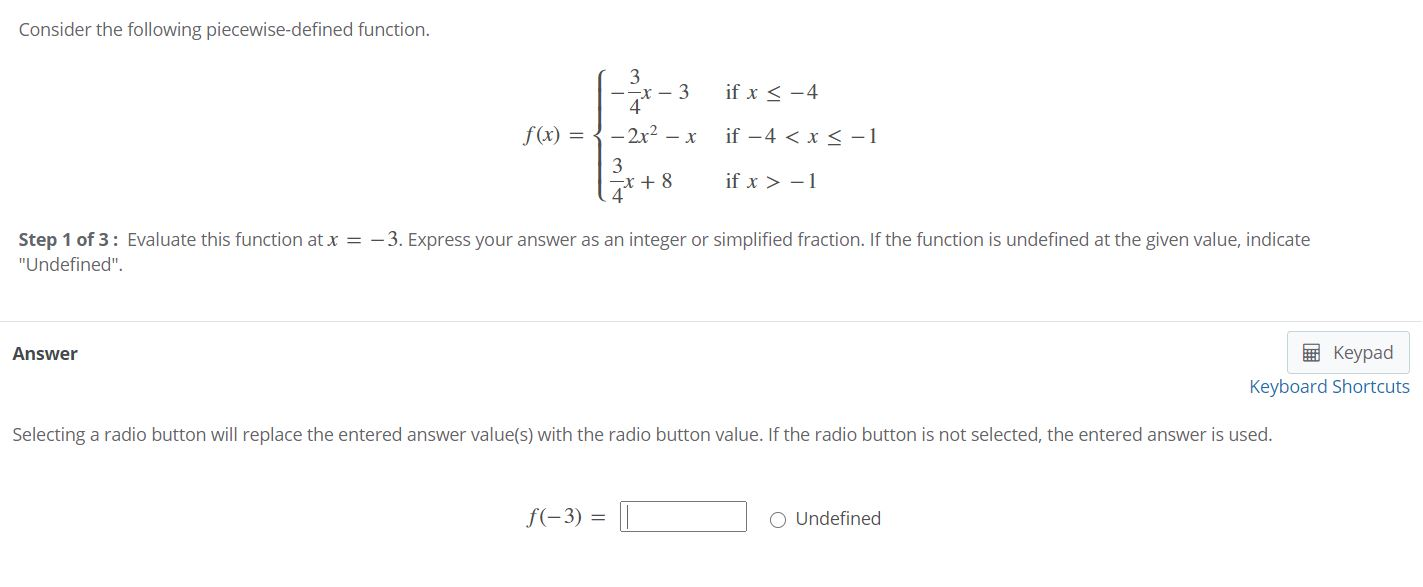 Solved Consider the following piecewise-defined function. 3 | Chegg.com