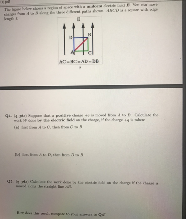 Solved (1)pdf The figure below shows a region of space with | Chegg.com
