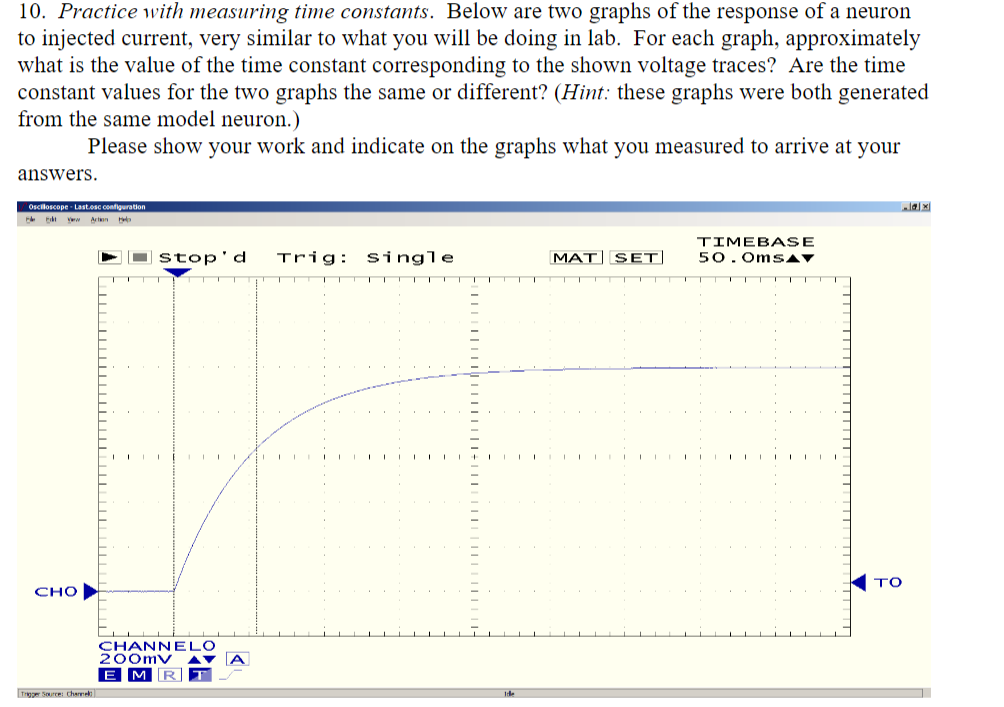Solved 10. Practice with measuring time constants. Below are | Chegg.com