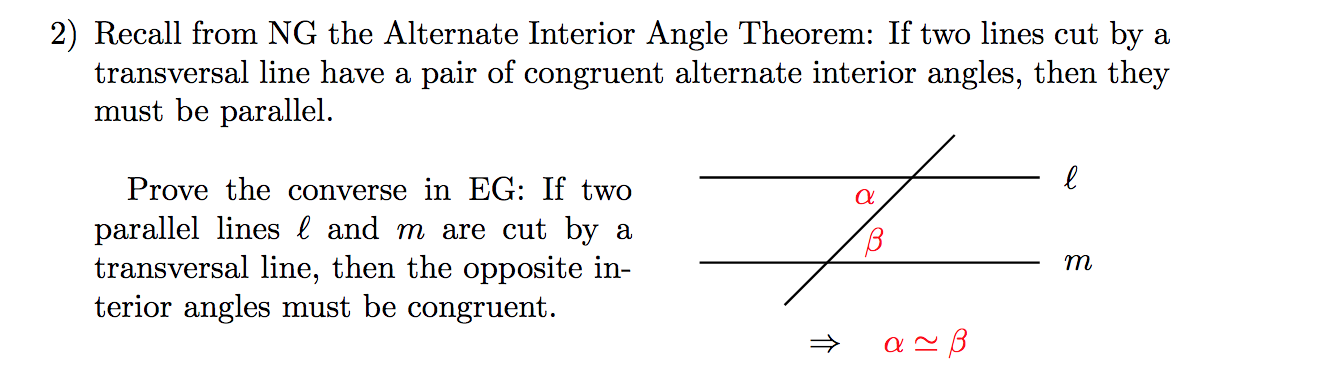 Solved 2 Recall From Ng The Alternate Interior Angle The