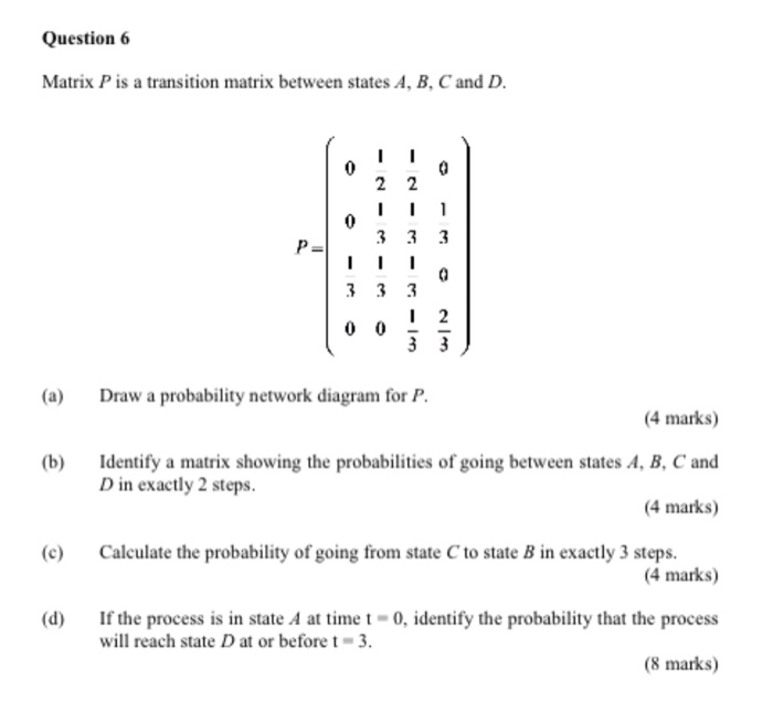 Solved Question6 Matrix P is a transition matrix between | Chegg.com
