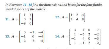 Solved In Exercises 11–14 find the dimensions and bases for | Chegg.com