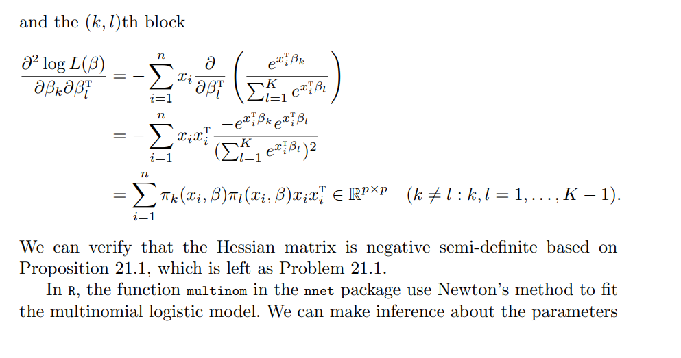 21.1 Hessian matrix in the multinomial logit model | Chegg.com