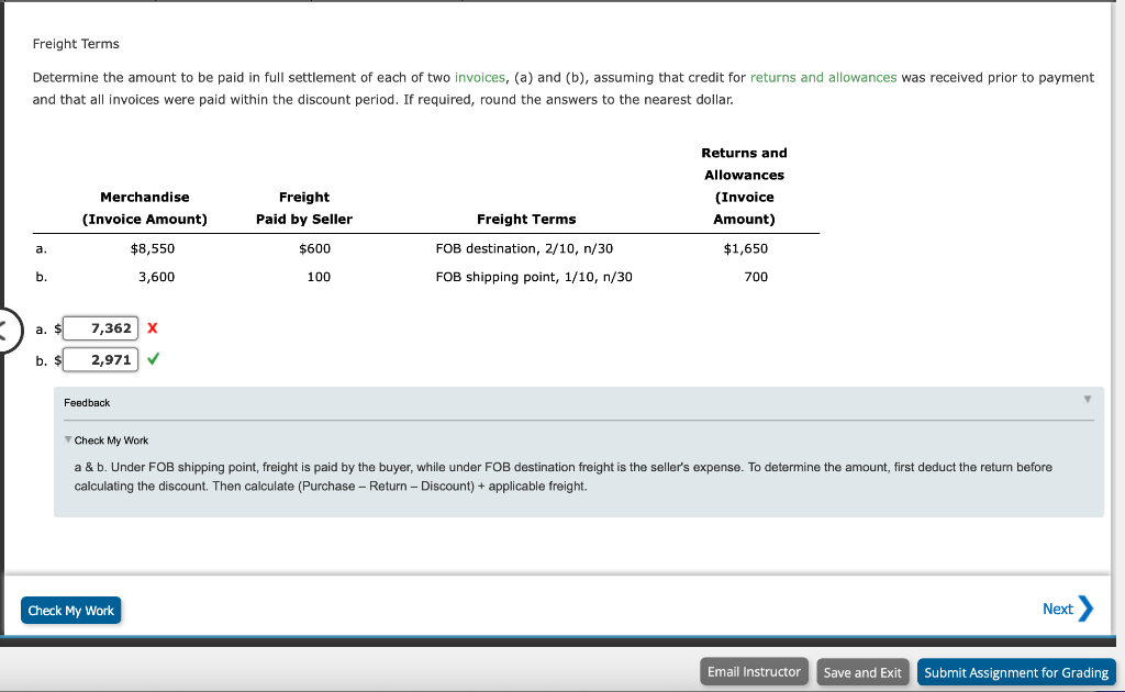 Solved Freight Terms Determine The Amount To Be Paid In Full Chegg