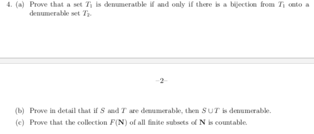 Denumerable Set Examples Solved 4. (a) Prove that a set Ti is denumeratble if and | Chegg.com