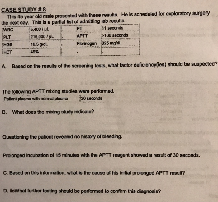 Solved CASE STUDY 8 This 45 year old male presented with