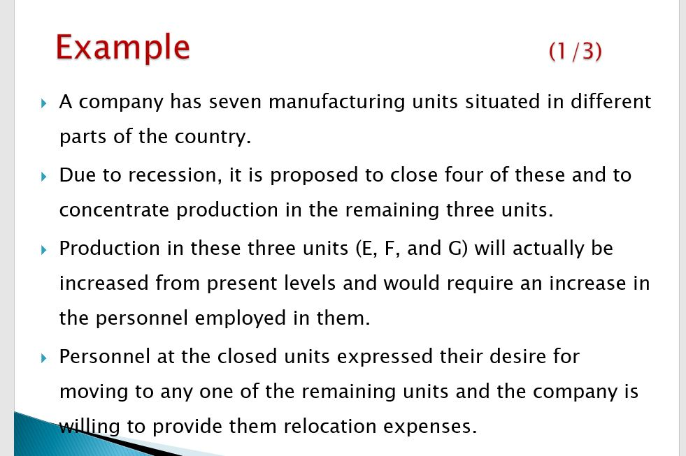 Solved Example (1/3) A Company Has Seven Manufacturing Units | Chegg.com