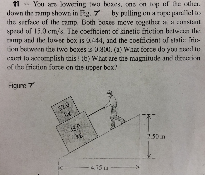 Solved 11 You are lowering two boxes, one on top of the | Chegg.com