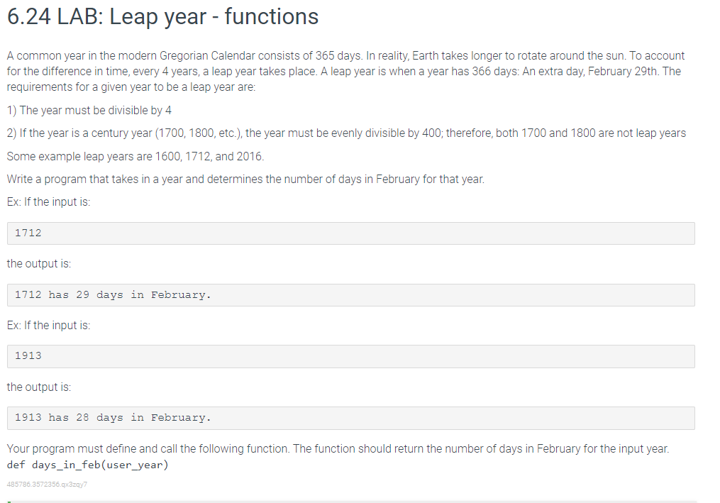 Solved Need this in Python:6.24 LAB: Leap year - | Chegg.com