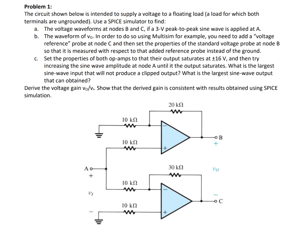Solved Problem 1: The circuit shown below is intended to | Chegg.com