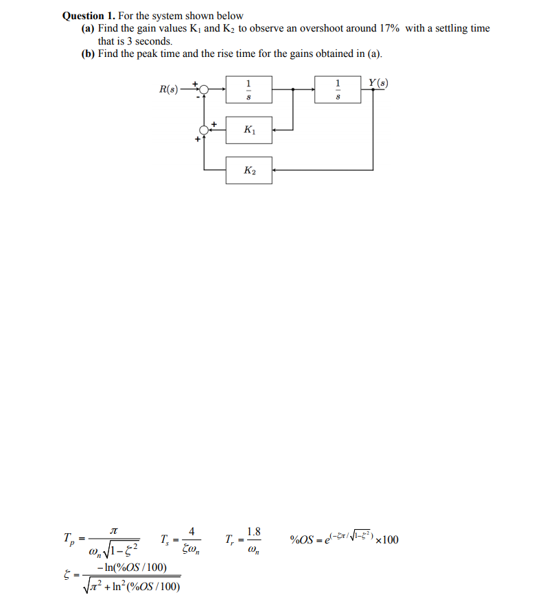 Solved Question 1. For The System Shown Below (a) Find The | Chegg.com