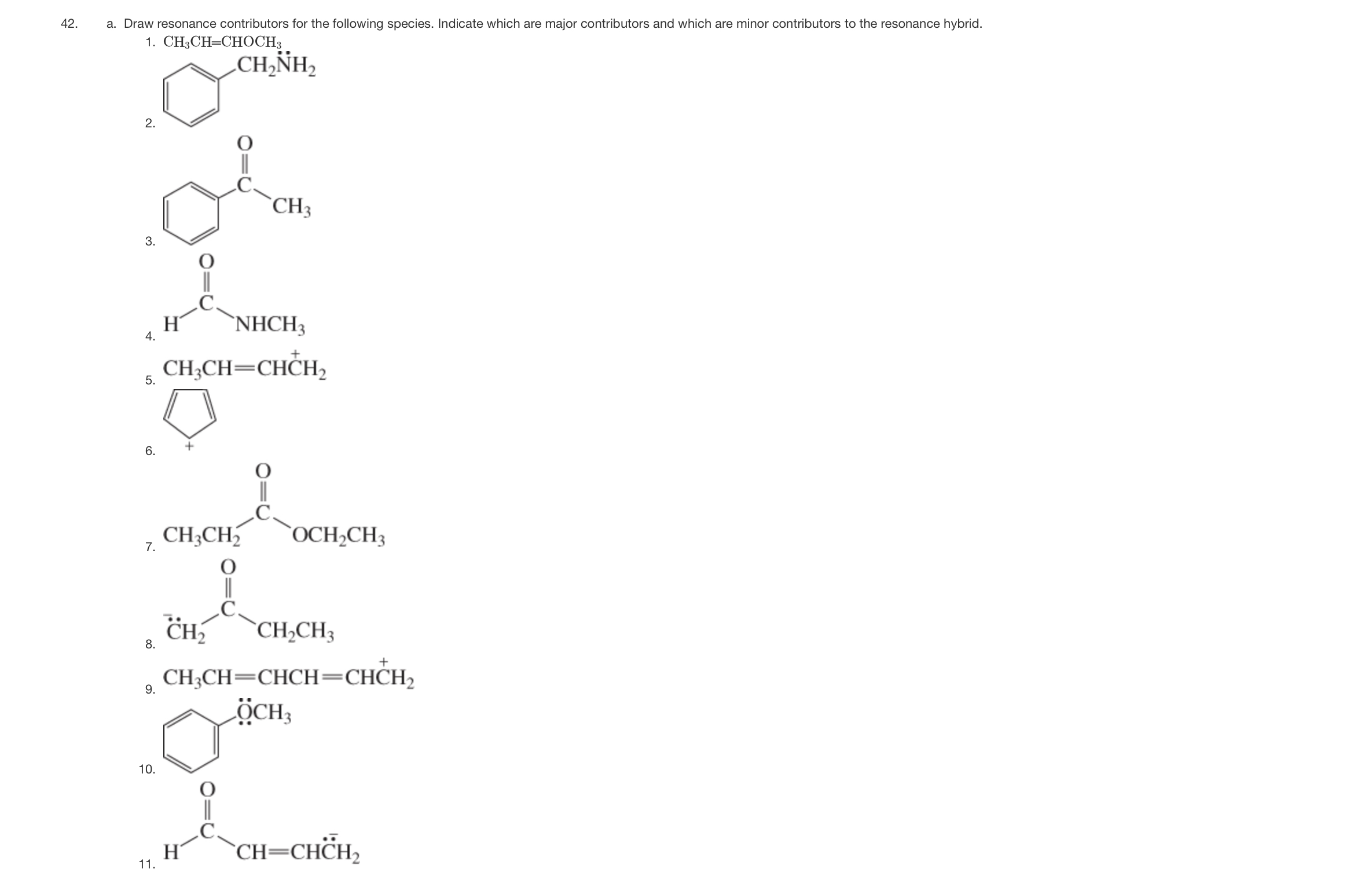 Solved 3. 4. 5. 6. 8. CH3CH=CHCH=C+CH−2b. Do any of the | Chegg.com