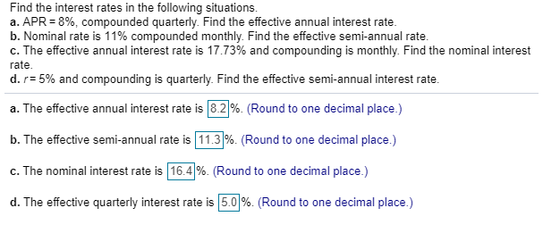 Solved Find The Interest Rates In The Following Situations. | Chegg.com