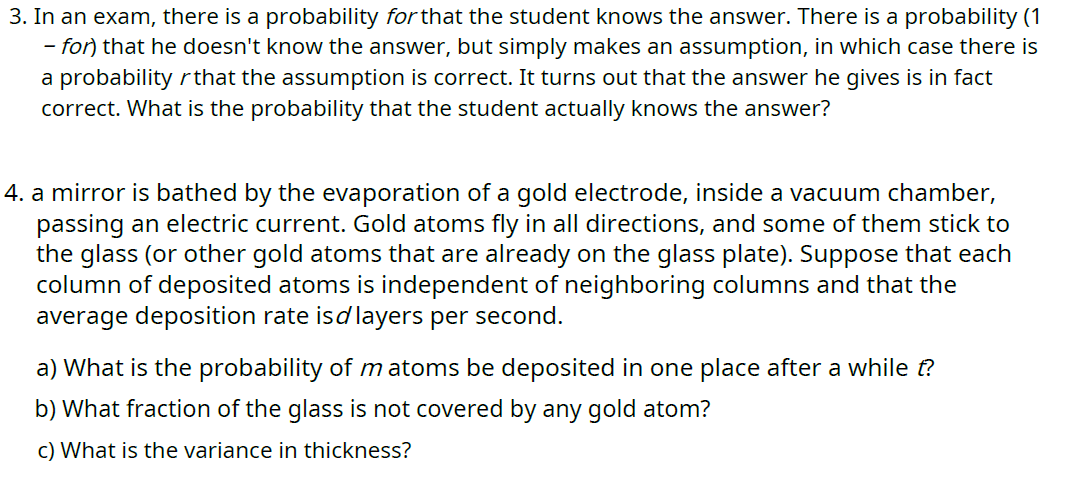 Solved 3. In an exam, there is a probability for that the | Chegg.com
