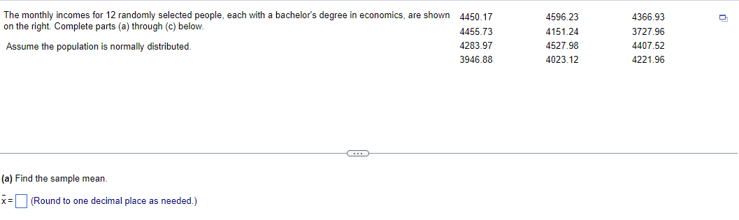 Solved (a) Find the sample mean. xˉ= (Round to one decimal | Chegg.com
