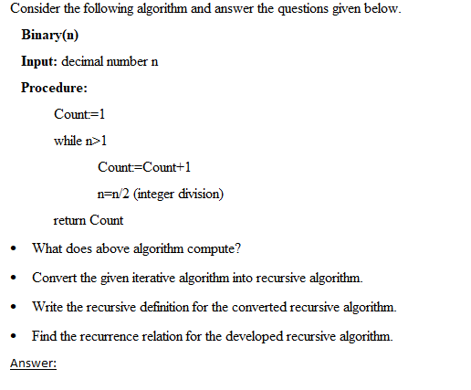 Solved: Analylsis Of Algorithm Consider The Following Algo