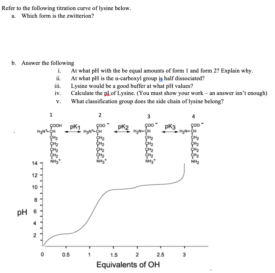 Solved Refer to the following titration curve of lysine