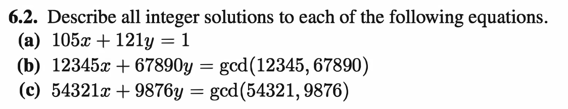 Solved 5. Describe all integer solutions to each of the | Chegg.com
