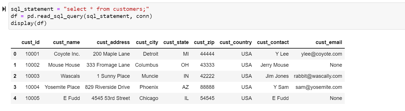 Solved customers table def ex26(): # Write an SQL statement | Chegg.com