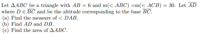 Solved Let ABC be a triangle with AB=6 and m( | Chegg.com