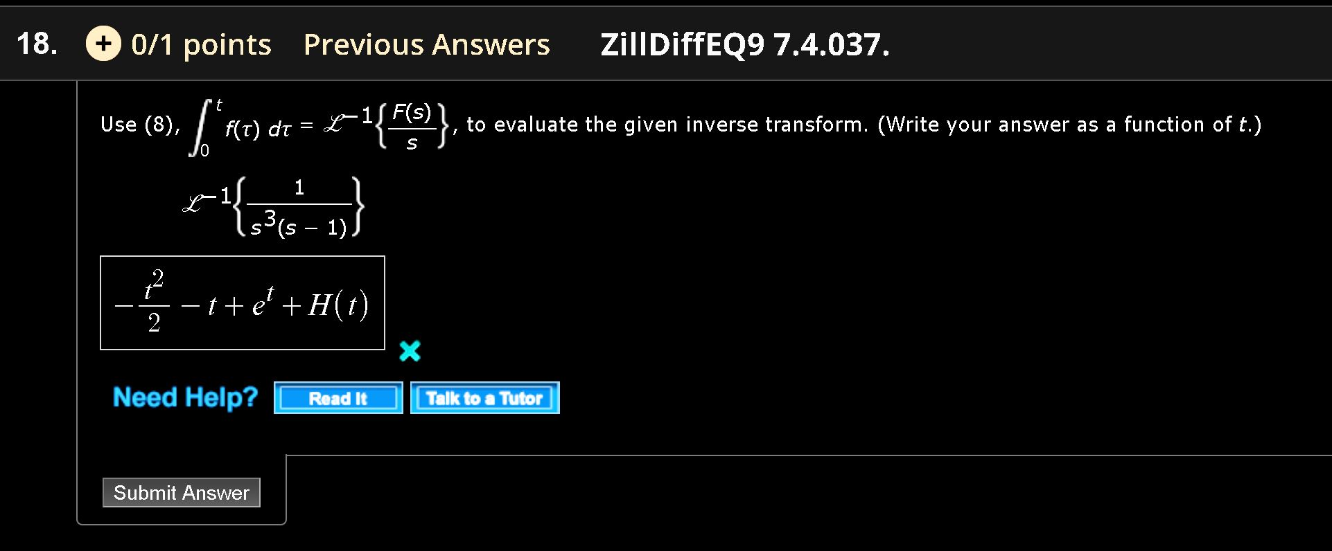 Solved 18 0 1 Points Previous Answers Zilldiffeq9 7 4 03 Chegg Com