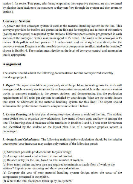 Solved Case Study: Design of a Conveyorized Production Line | Chegg.com