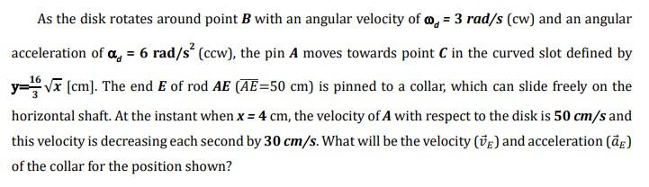 As The Disk Rotates Around Point B With An Angular Chegg Com