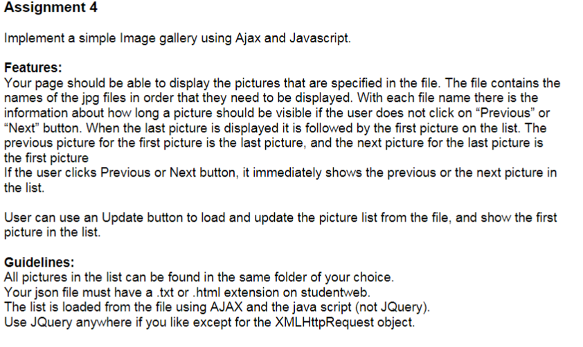 Solved Implement a simple Image gallery using Ajax and | Chegg.com