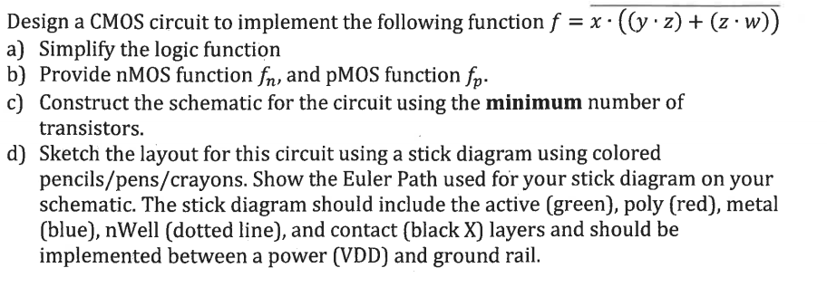 Solved Design a CMOS circuit to implement the following | Chegg.com