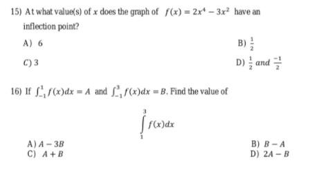 Solved 12) Find the integral: [(18 – 3x?)dx A) ***+x+c C) | Chegg.com