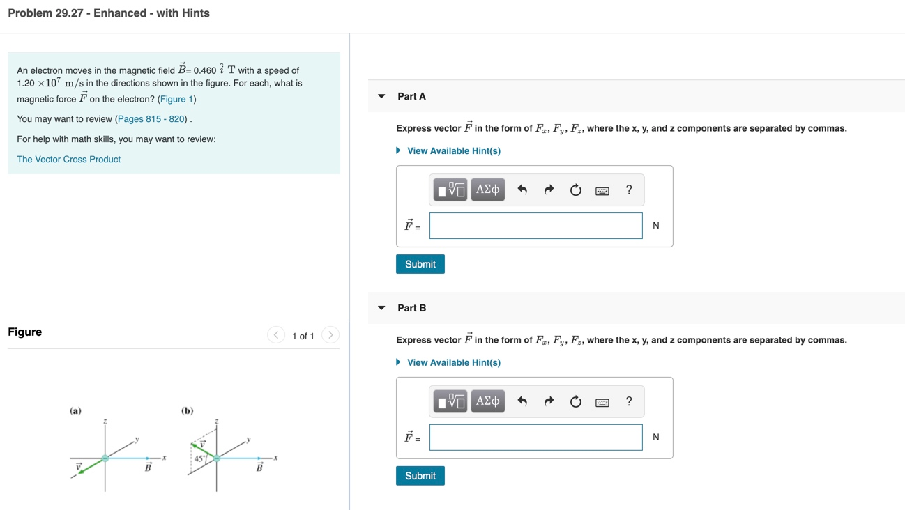 Solved An electron moves in the magnetic field B⃗ = 0.460 | Chegg.com