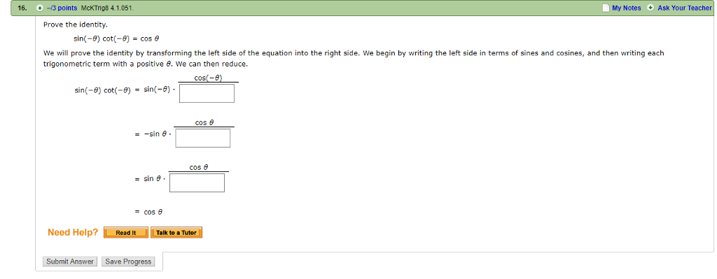 Solved 16. -3 Points McKTrig8 4.1.051. My NotesO Ask Your | Chegg.com