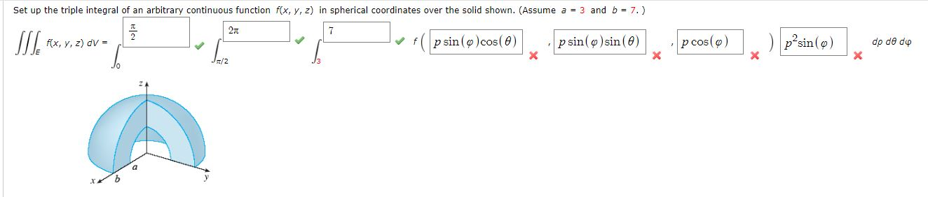Solved Set up the triple integral of an arbitrary continuous | Chegg.com