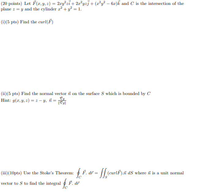 Solved Points Let F X Y Z 2xyʻzi 2r Yzj Z Chegg Com