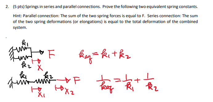 Solved (5pts) ﻿Springs in series and parallel connections. | Chegg.com
