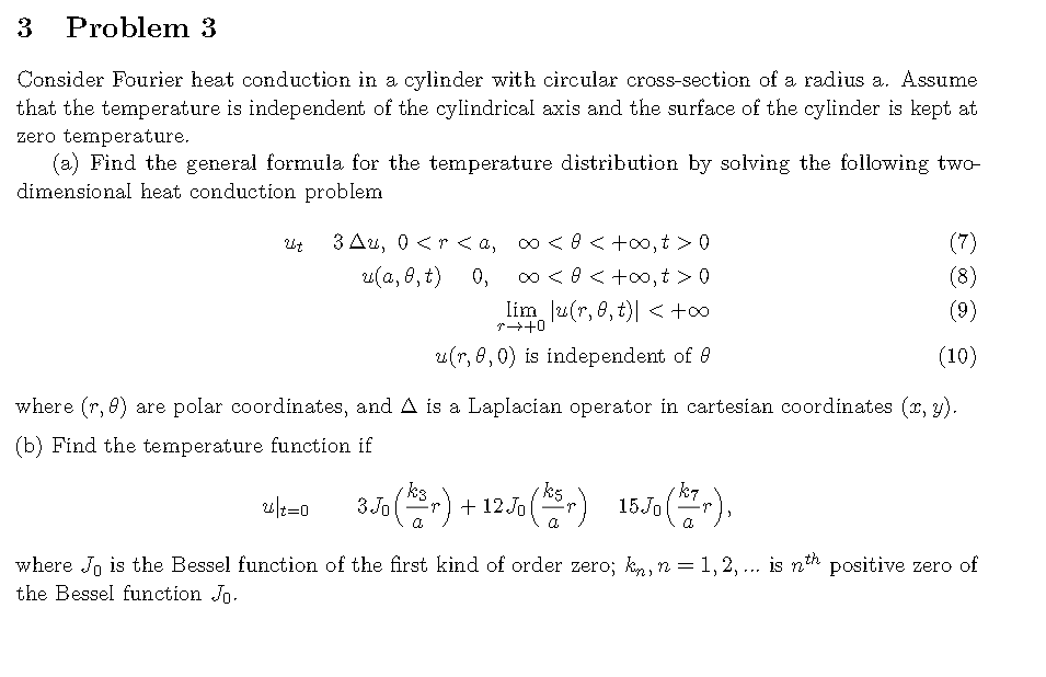 Solved Consider Fourier Heat Conduction In A Cylinder With | Chegg.com