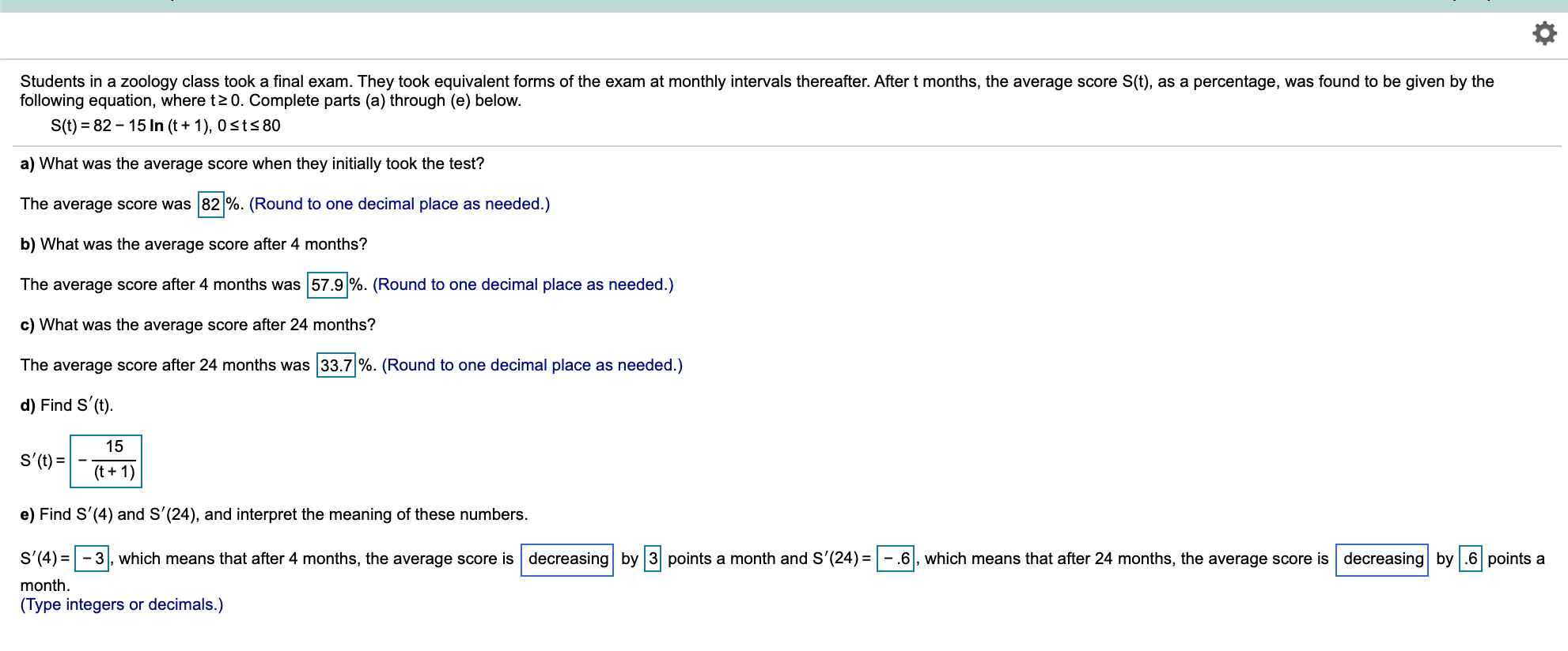 Solved Students in a zoology class took a final exam. They