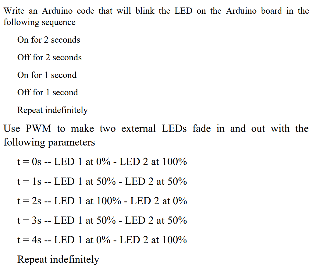Solved Write an Arduino code that will blink the LED on the | Chegg.com