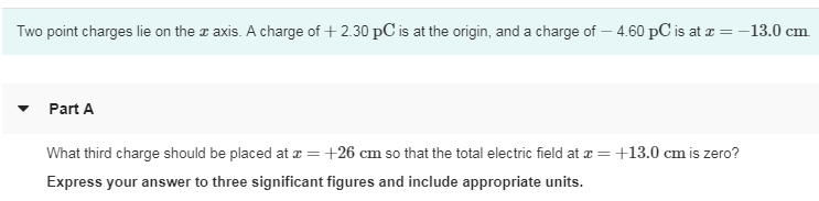Solved Two point charges lie on the z axis. A charge of+ | Chegg.com